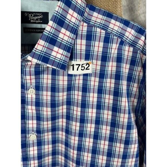 Penguin by Munsingwear Shirt Sz 16.5-34/35 Heritage Slim Fit Long Sleeve Plaid - Picture 7 of 7